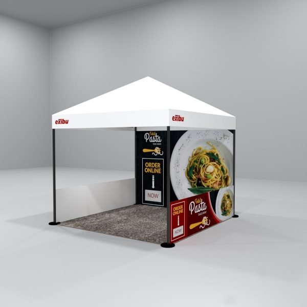 3X3 M Gazebo Tent With Backdrop And 2 Side Halfwalls